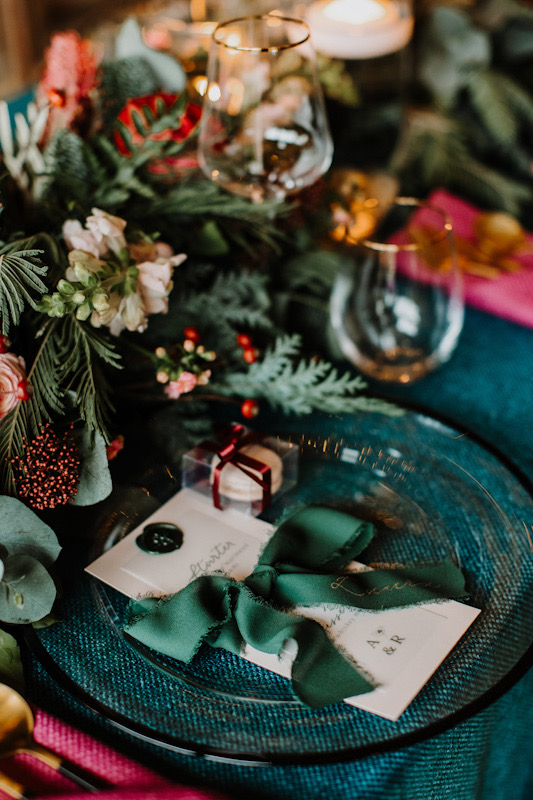 Cosy glam Surrey winter wedding | macaron table favours | Melissa Megan Photography | Louise Hayes Cake Design