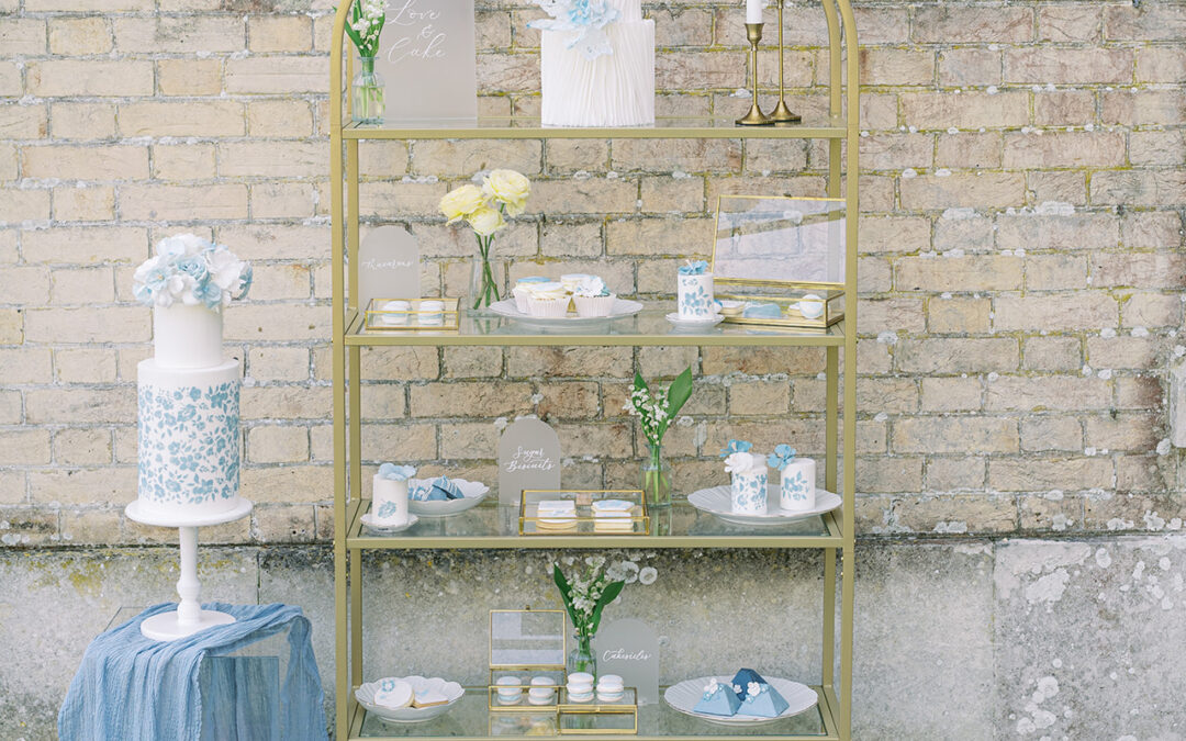 Beautiful styling and decadent wedding dessert table at Somerley House